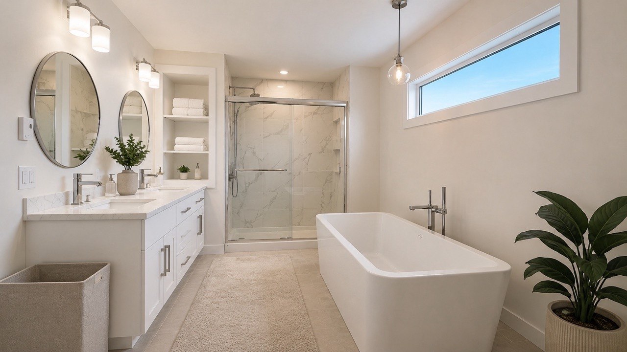 A spotless, freshly cleaned bathroom